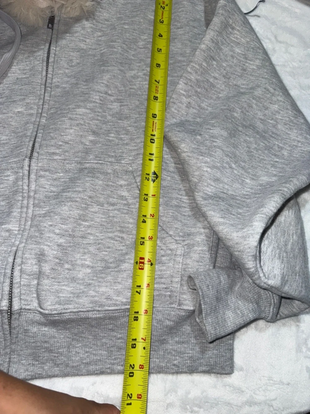 wild fable Light Gray Hoodie with Cream Faux Fur Trim - Picture 7 of 10